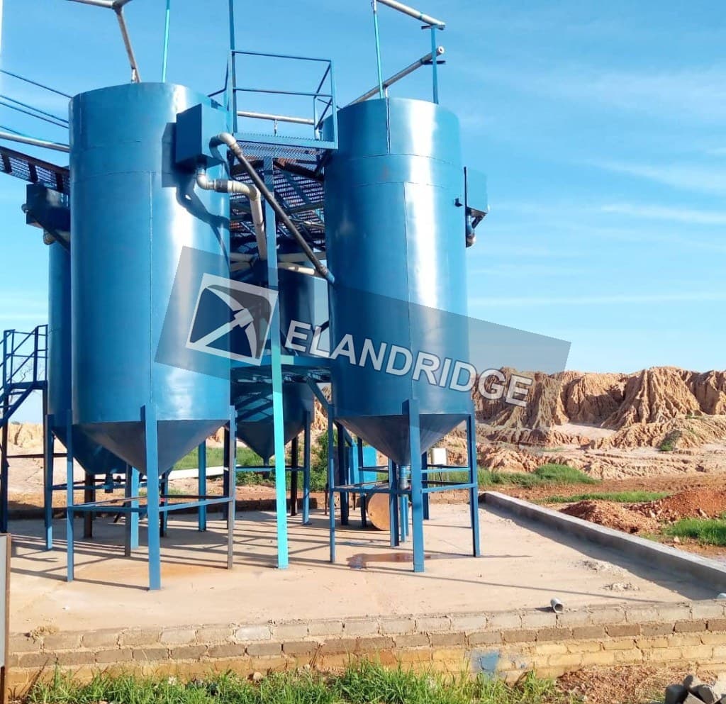 CIP adsorption tanks on the pad at Kambuzi Mine