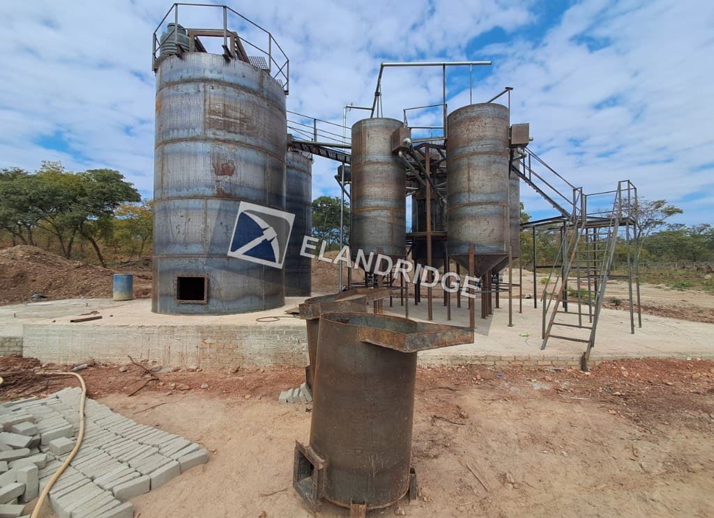 Leach and adsorption tanks on the plant foundation